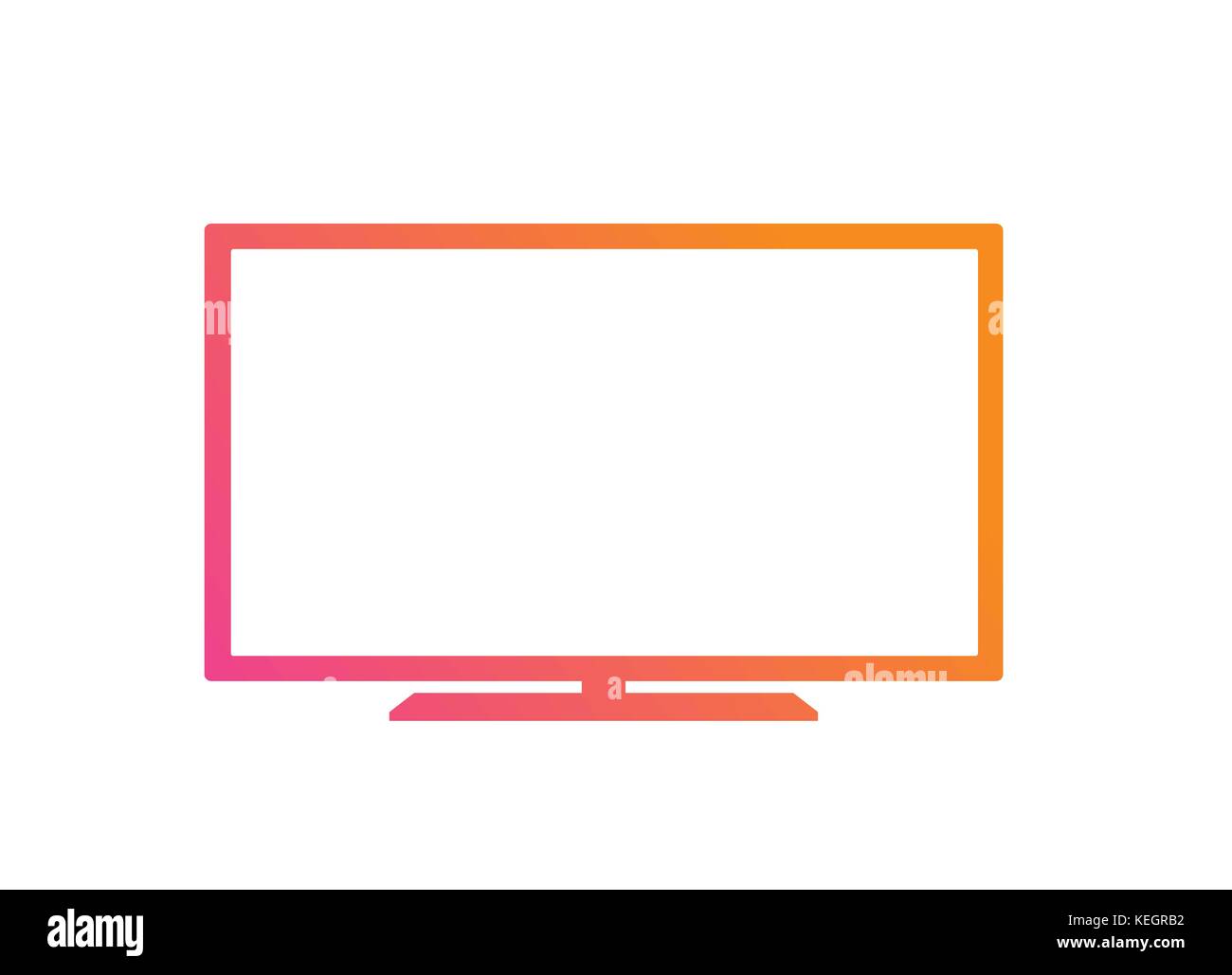 The Colorful gradient pink to orange OLED black flat smart wide TV icon Stock Vector