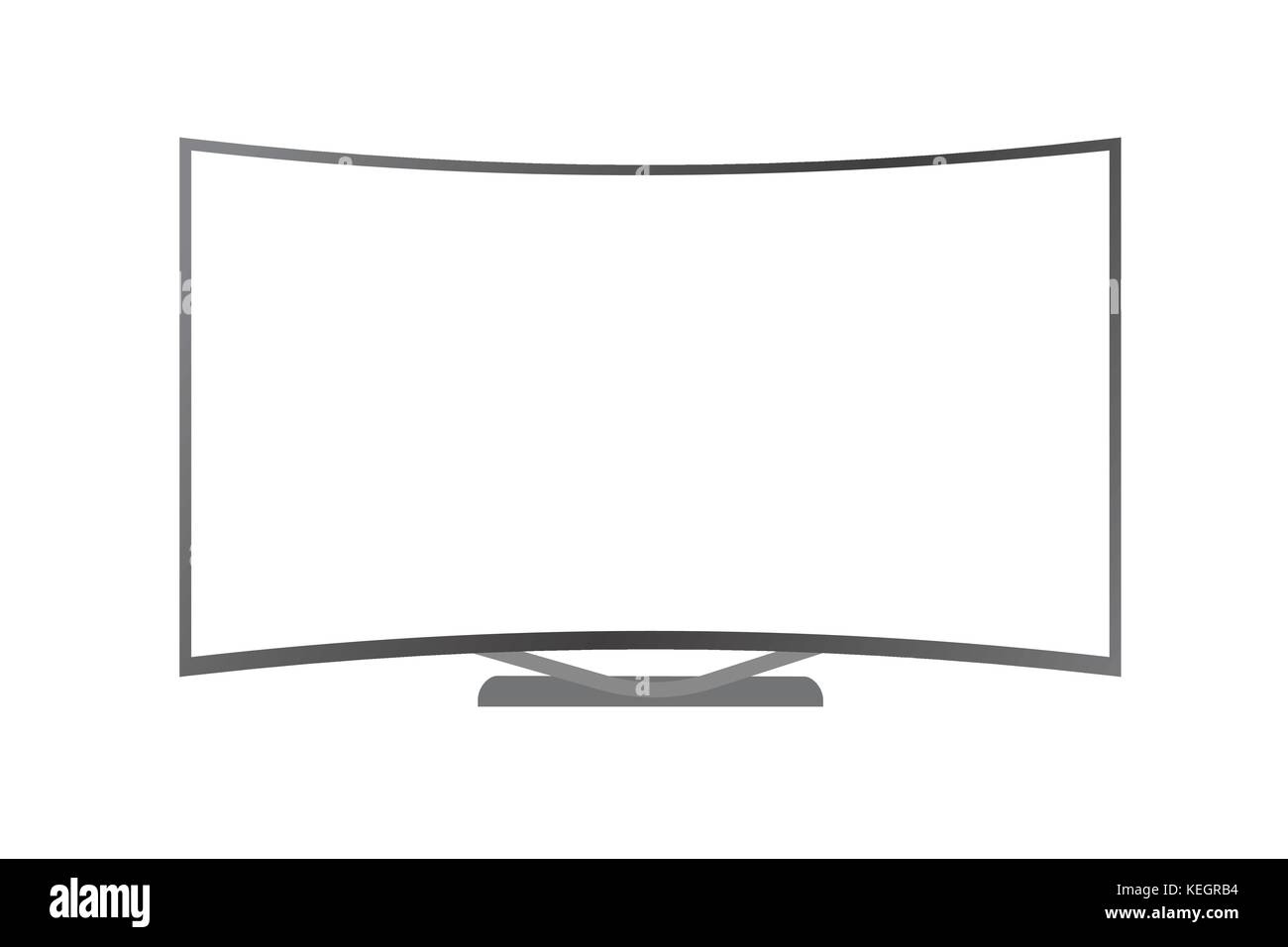 The isolated vector dark grey curved borderless television Stock Vector
