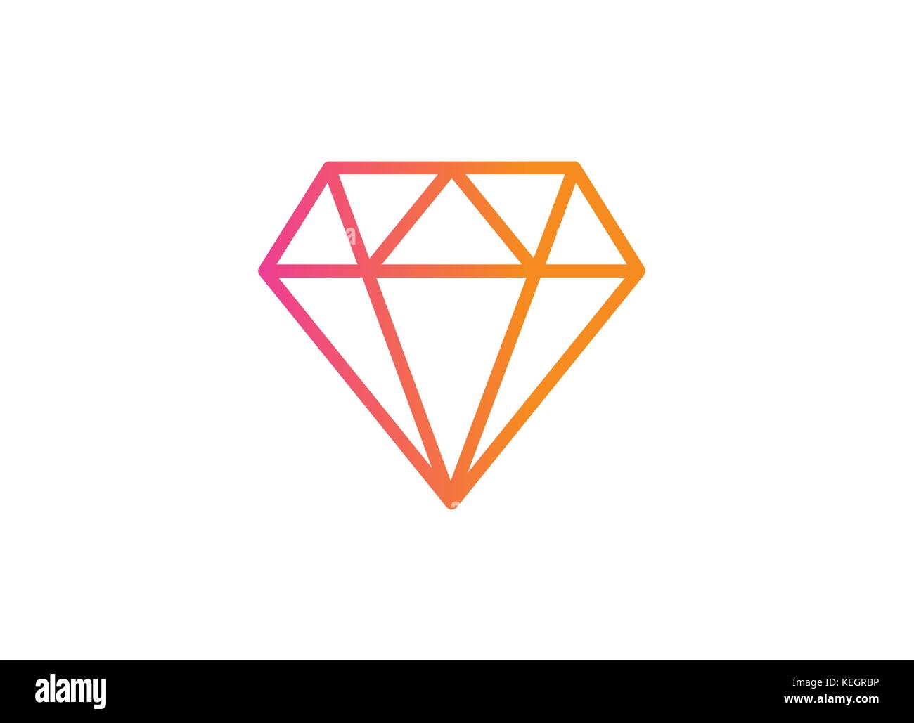 The vector gradient orange to pink flat diamond icon Stock Vector