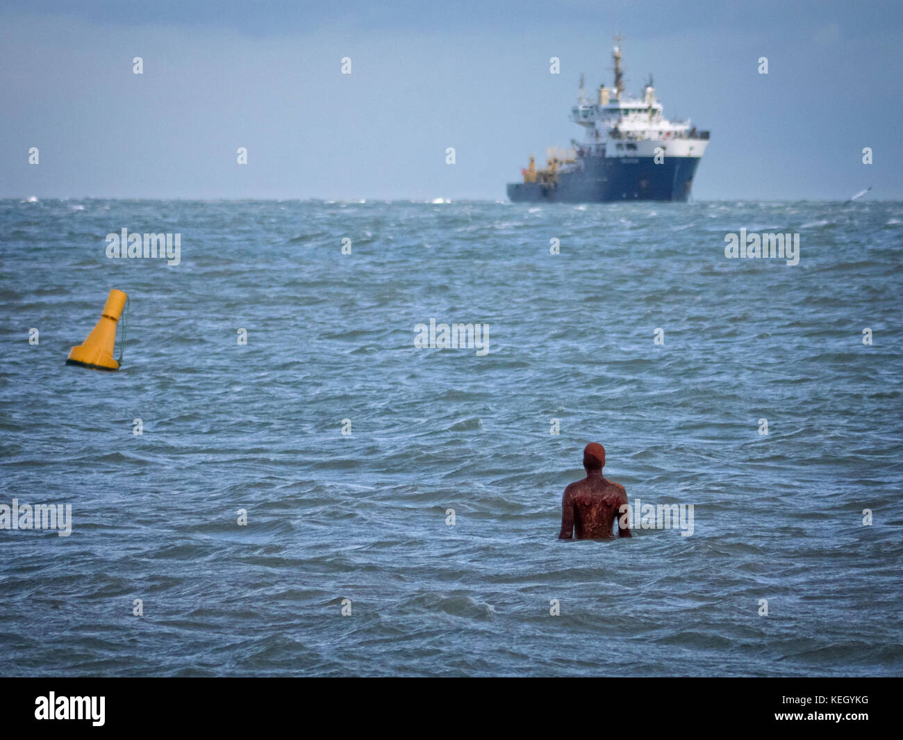 Another Time sculpture by Antony Gormley in Margate Kent UK Stock Photo