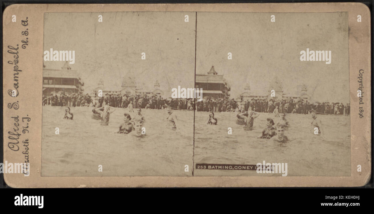 Bathing,ConeyIsland,fromRobertN.Denniscollectionofstereoscopicviews Stock Photo