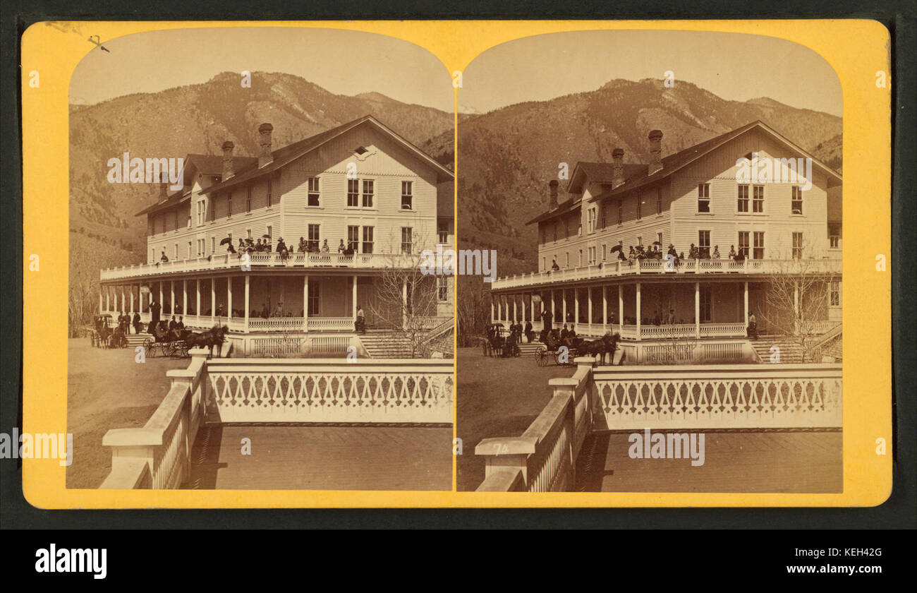 Manitou House, Manitou, Colorado. Showing the summit of Pike's Peak