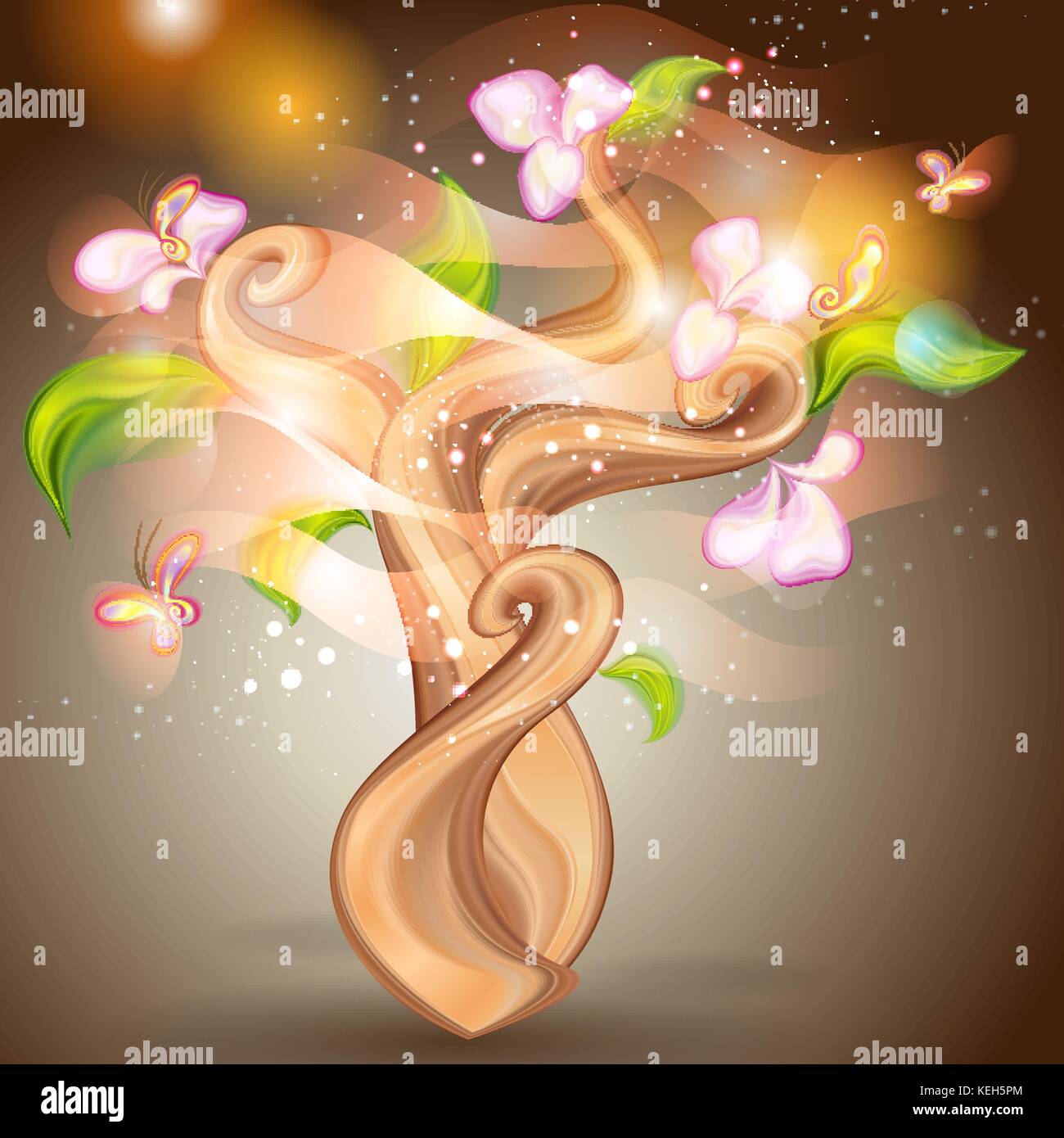 Spring tree at the night  Stock Vector