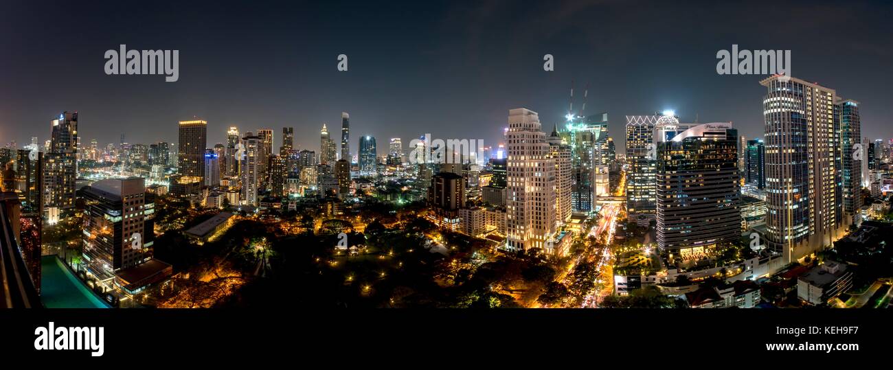 Skyline of Bangkok from the Indigo Hotel Rooftop Bar, Thailand Stock ...