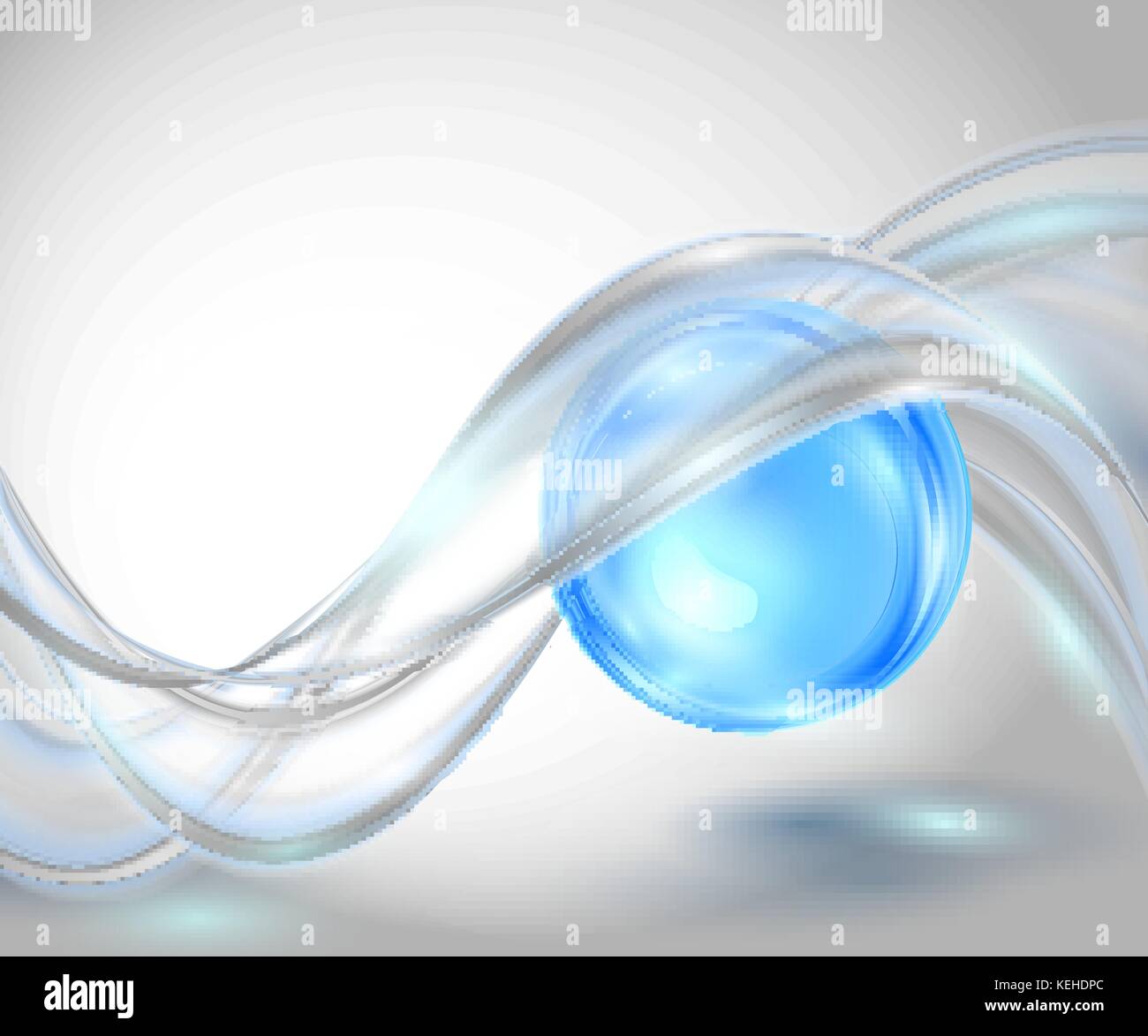 Abstract gray waving background with blue ball Stock Vector