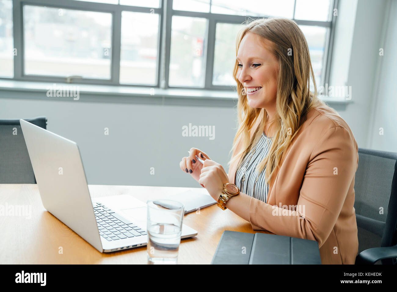 Businesswoman on video conference Stock Photo