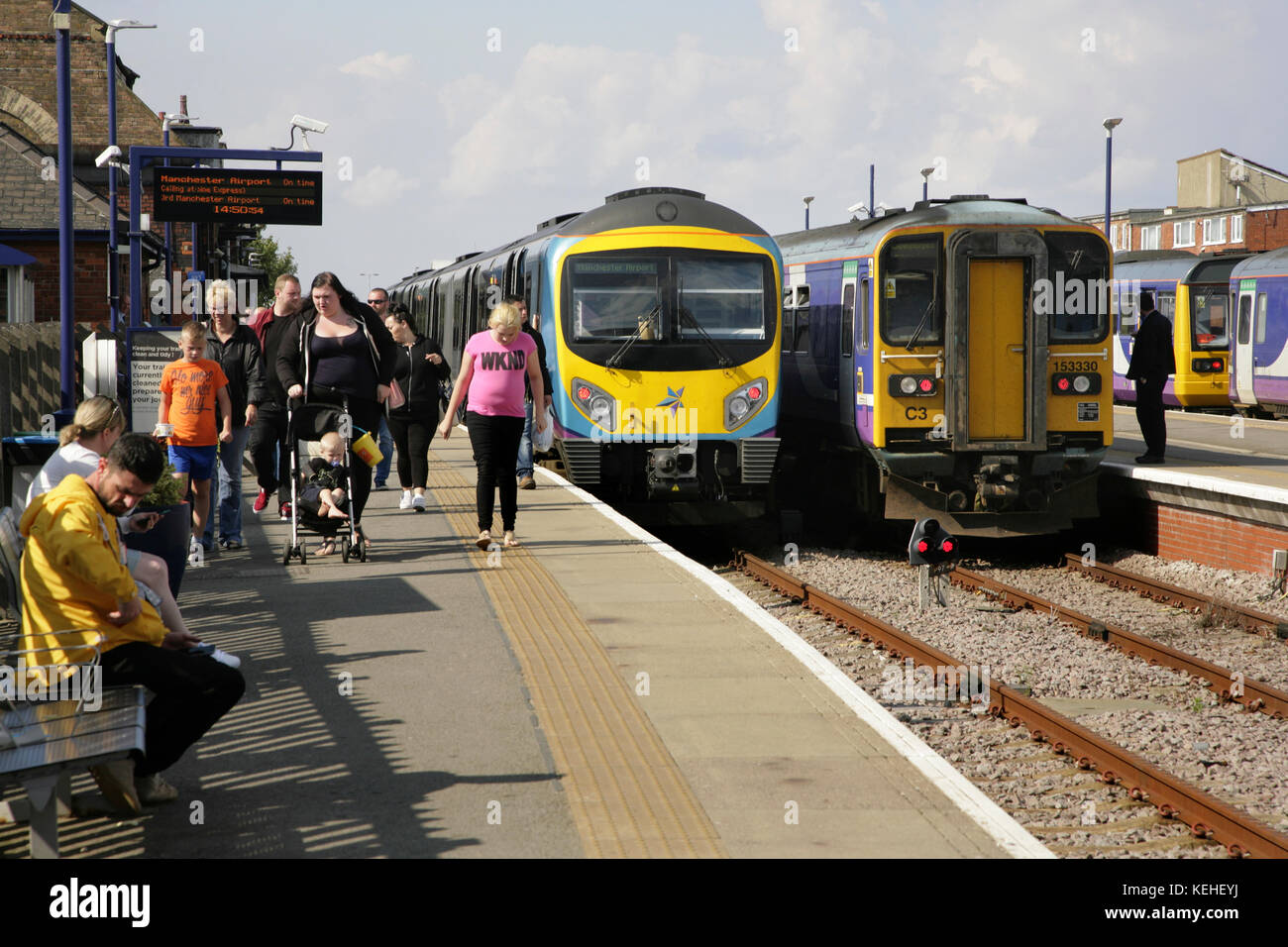 Trains and passengers at Cleethorpes station, UK Stock Photo Alamy