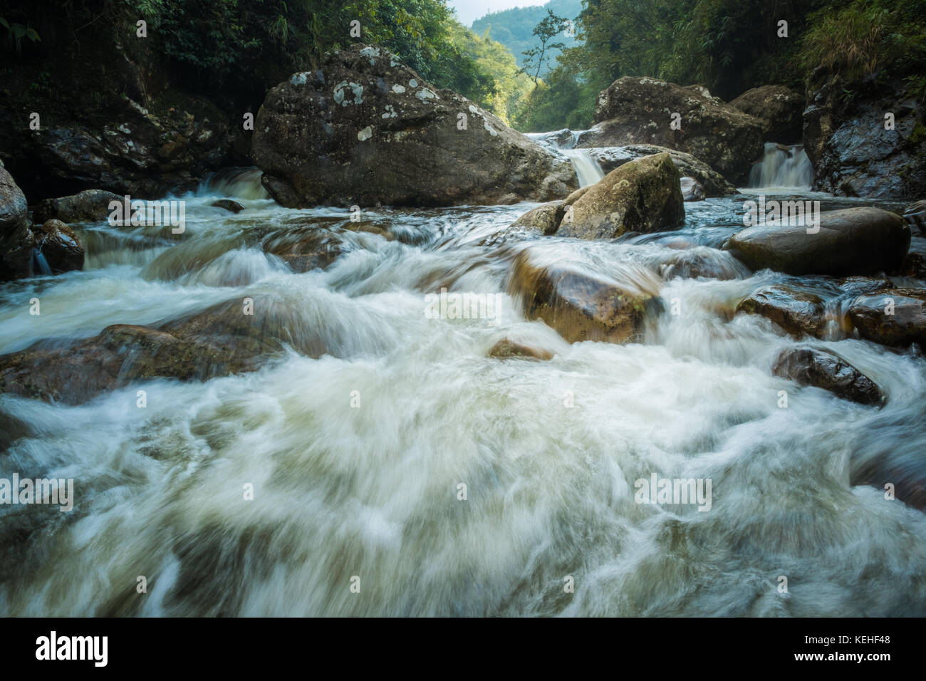 Silver waterfall in Cat Cat village, Sapa, Vietnam Stock Photo