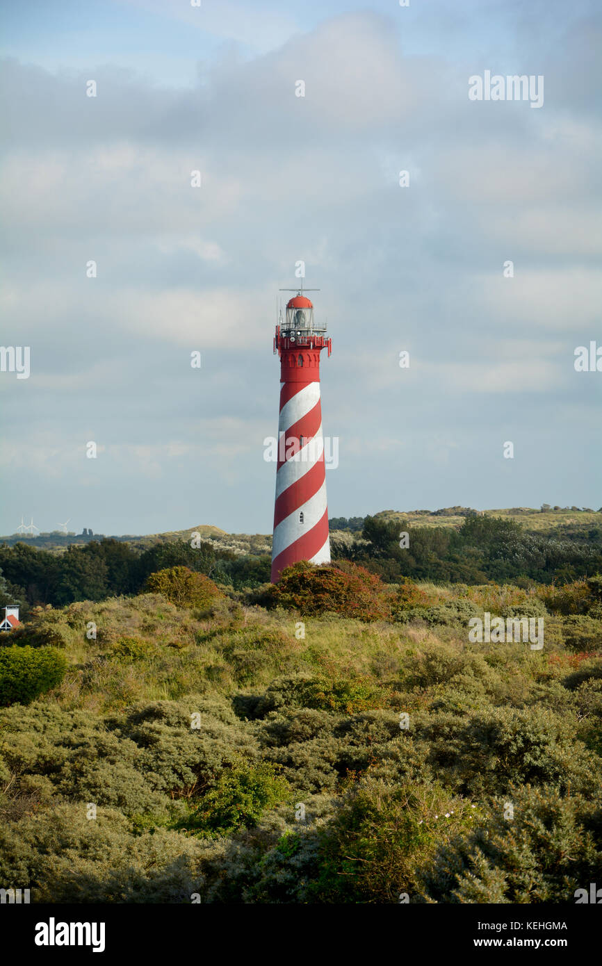 Way to the  53-metre-high lighthouse Westerlichttoren in Nieuw Haamstede in the Netherlands on Zeeland Stock Photo