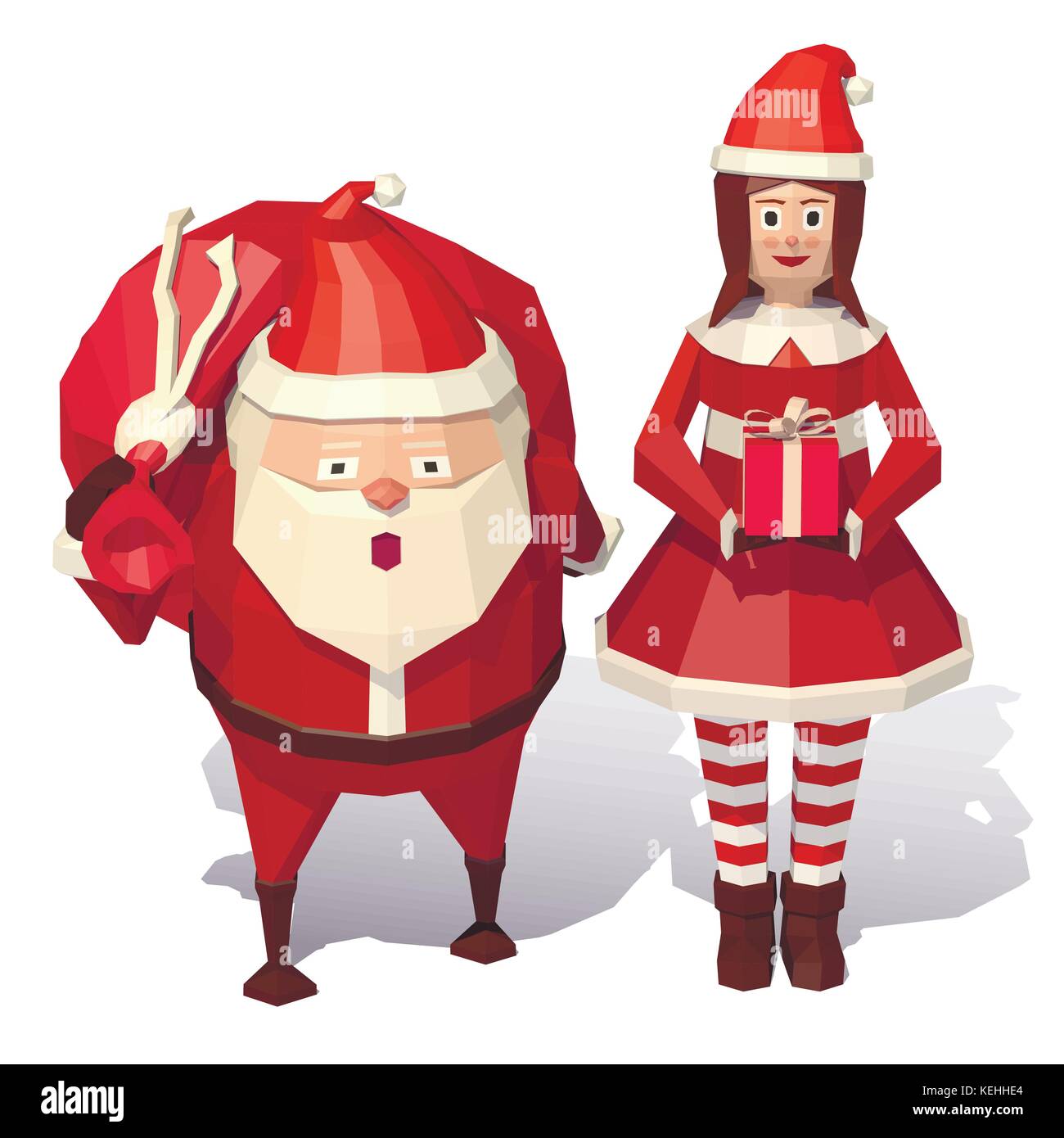 Santa Claus and Christmas girl Stock Vector