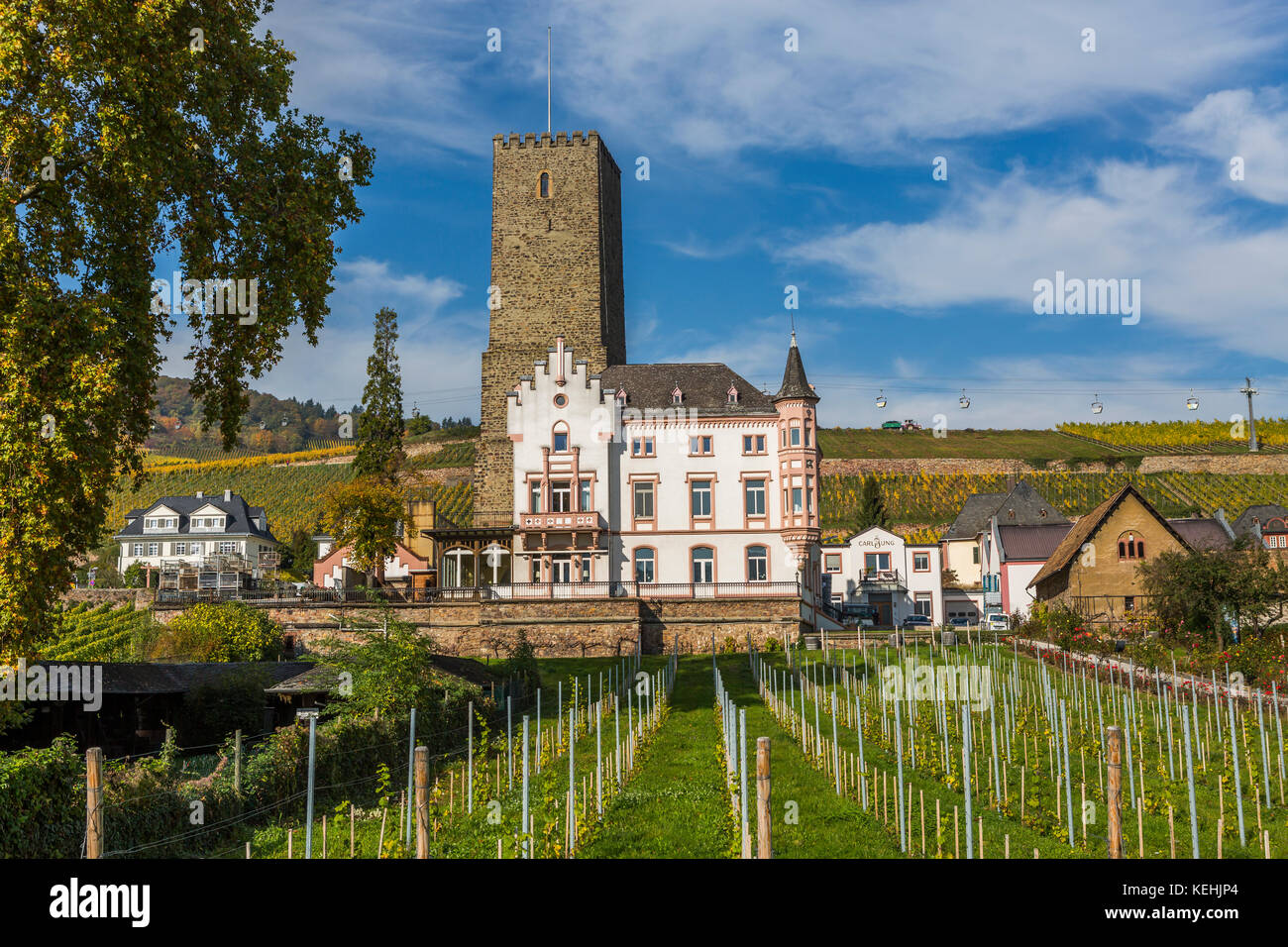 Boosenburg castle Rüdesheim am Rhein, wine making town in Germany Stock Photo