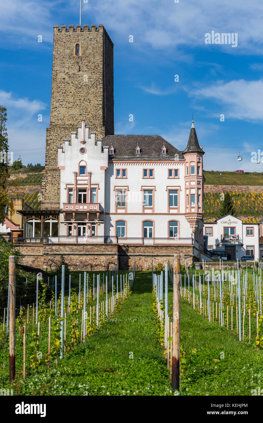 Boosenburg castle Rüdesheim am Rhein, wine making town in Germany Stock Photo