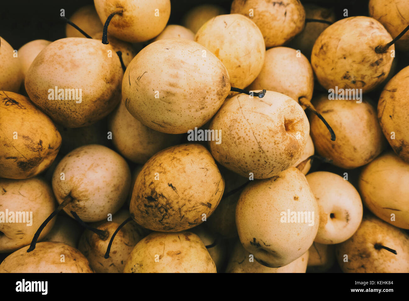 Pile of yellow pears Stock Photo