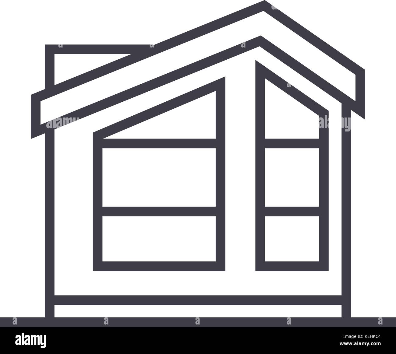 english cottage vector line icon, sign, illustration on background ...