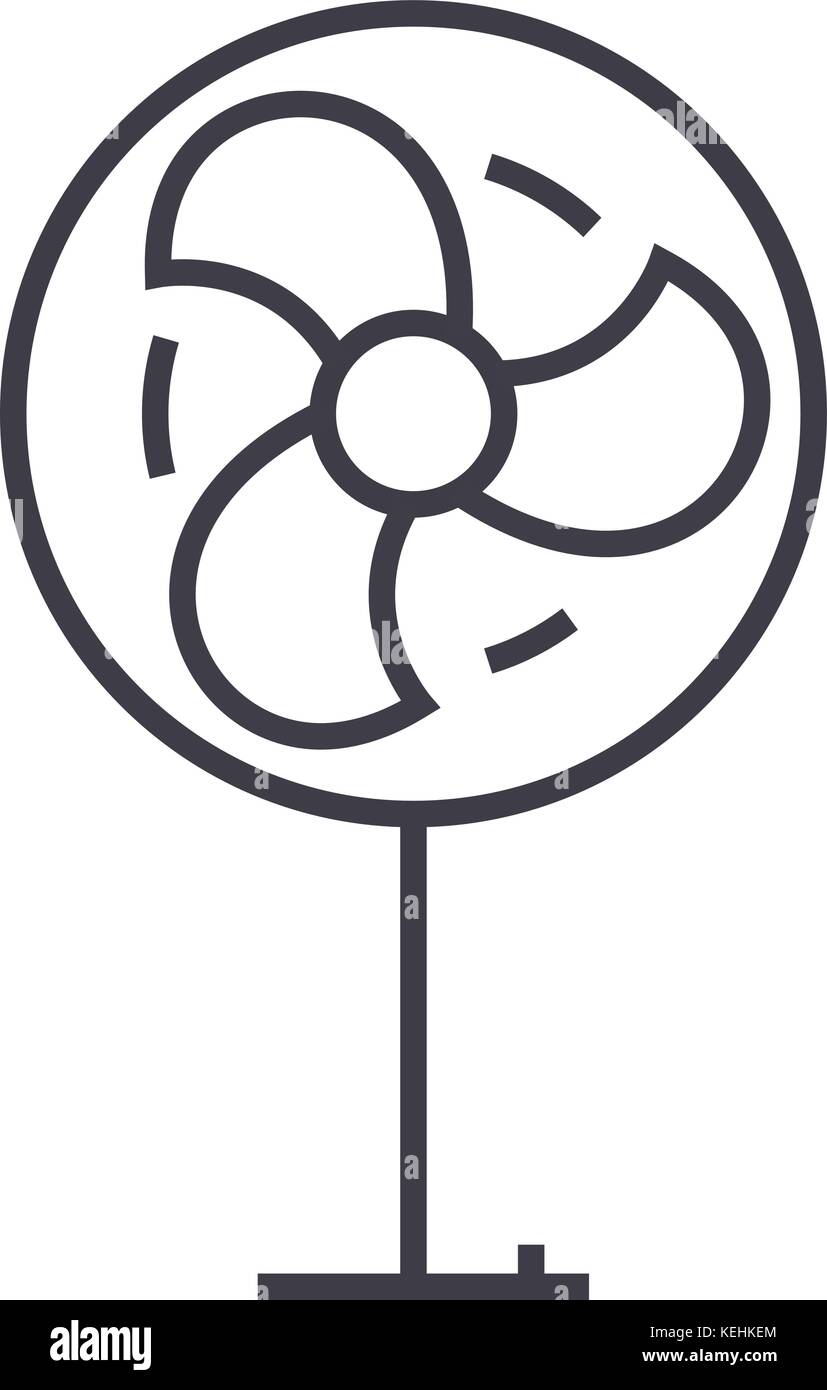 fan vector line icon, sign, illustration on background, editable ...