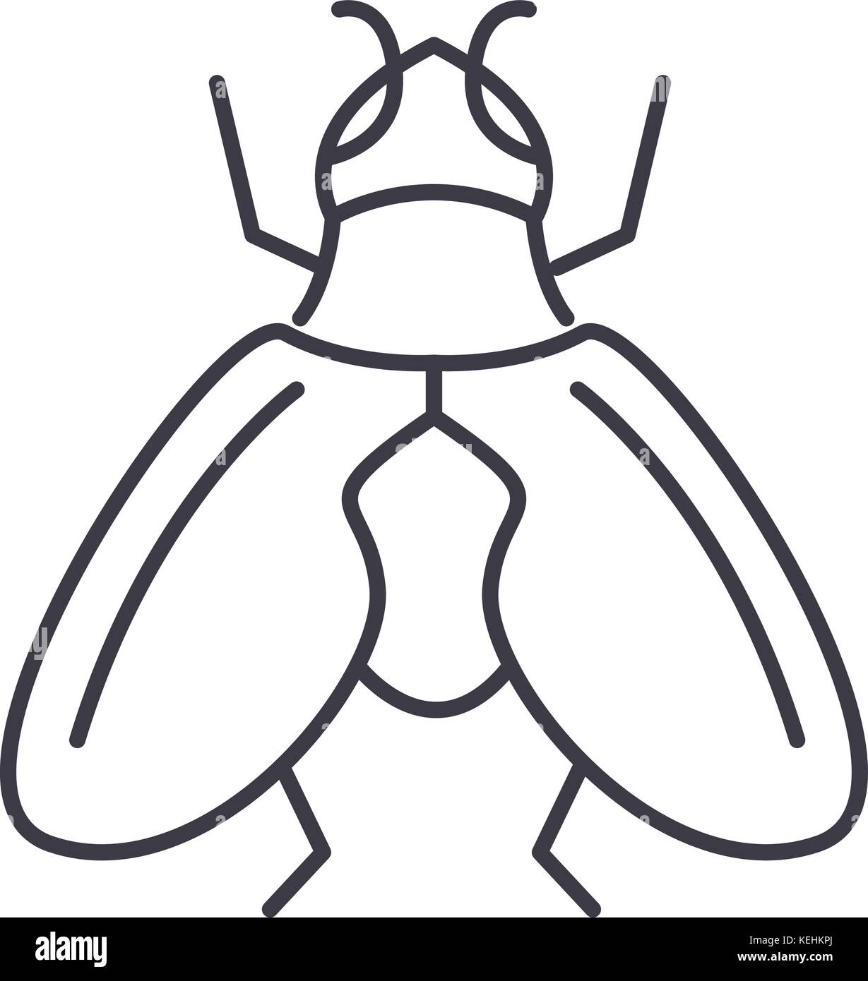 fly vector line icon, sign, illustration on background, editable ...