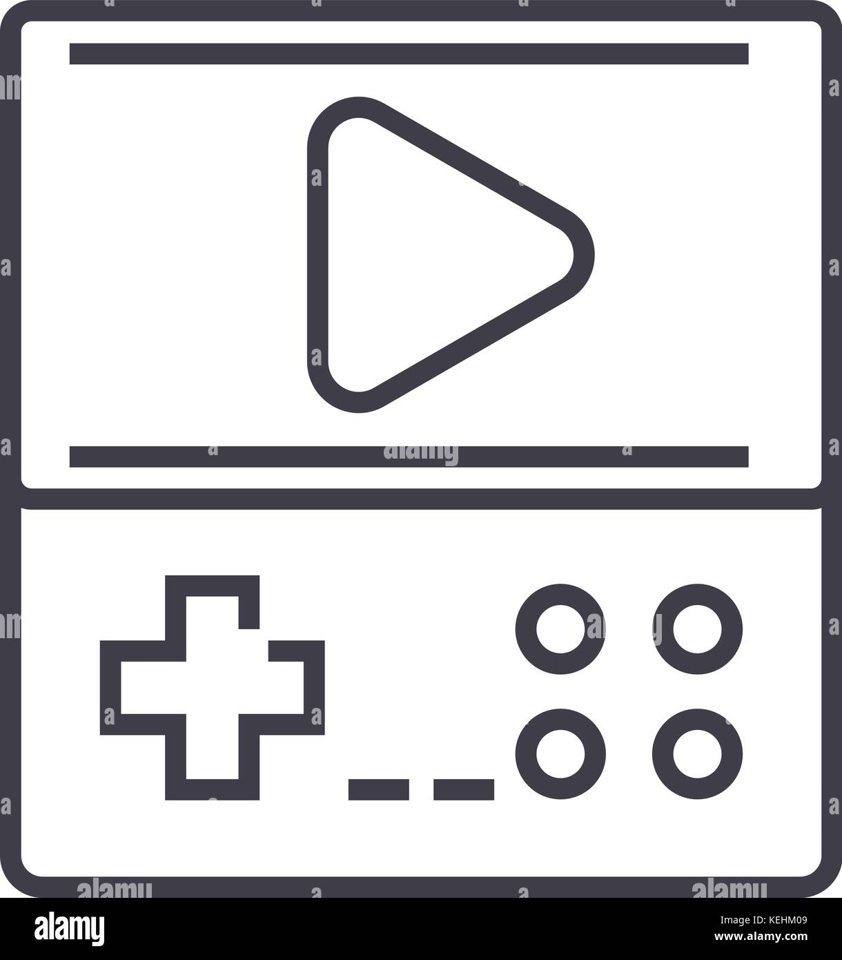 game console vector line icon, sign, illustration on background ...