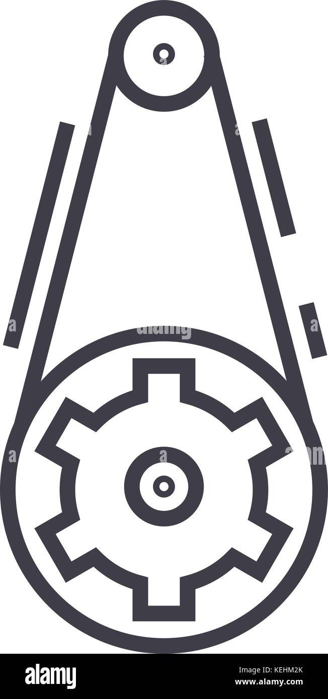 gear vector line icon, sign, illustration on background, editable ...