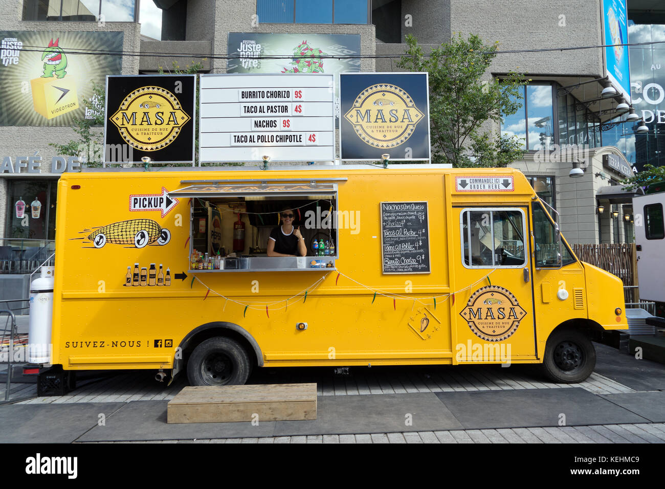 Mexican Food truck in downtown Montreal, province of Quebec, Canada. Stock Photo