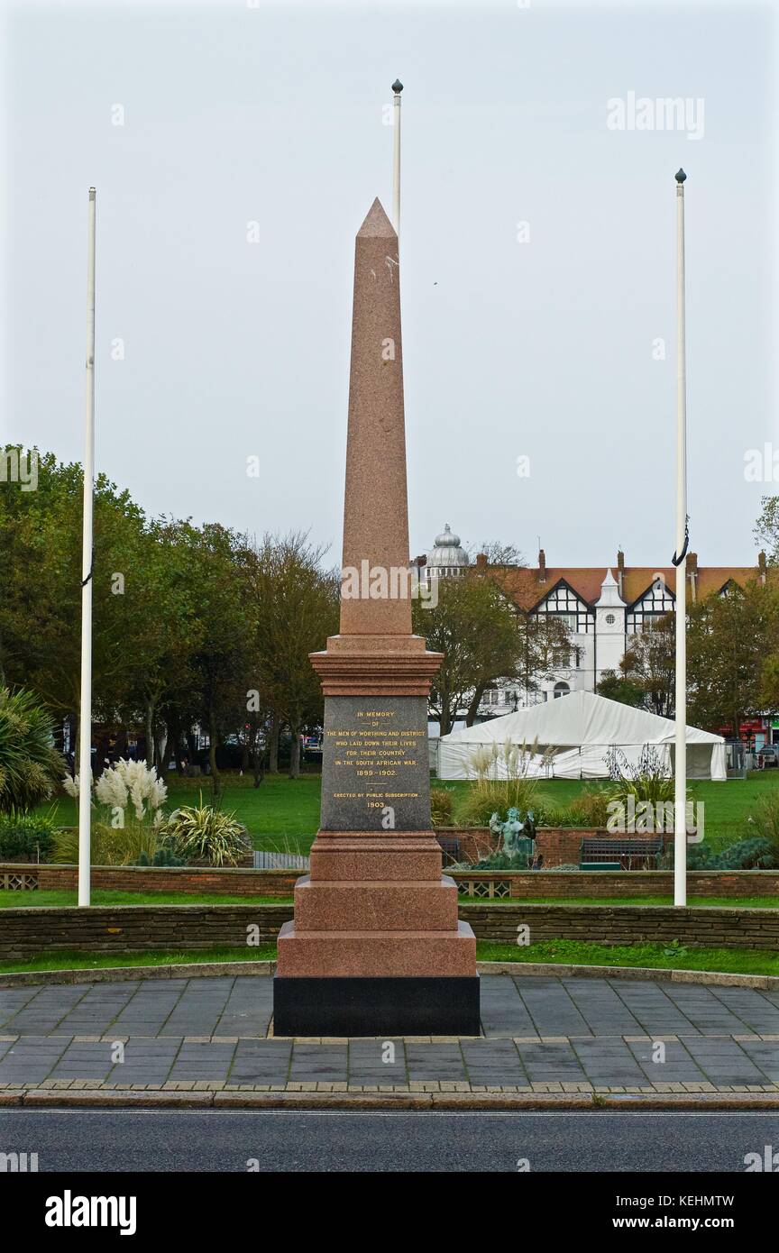 Worthing's Steyne War Memorial on a grey cloudy day, UK Stock Photo