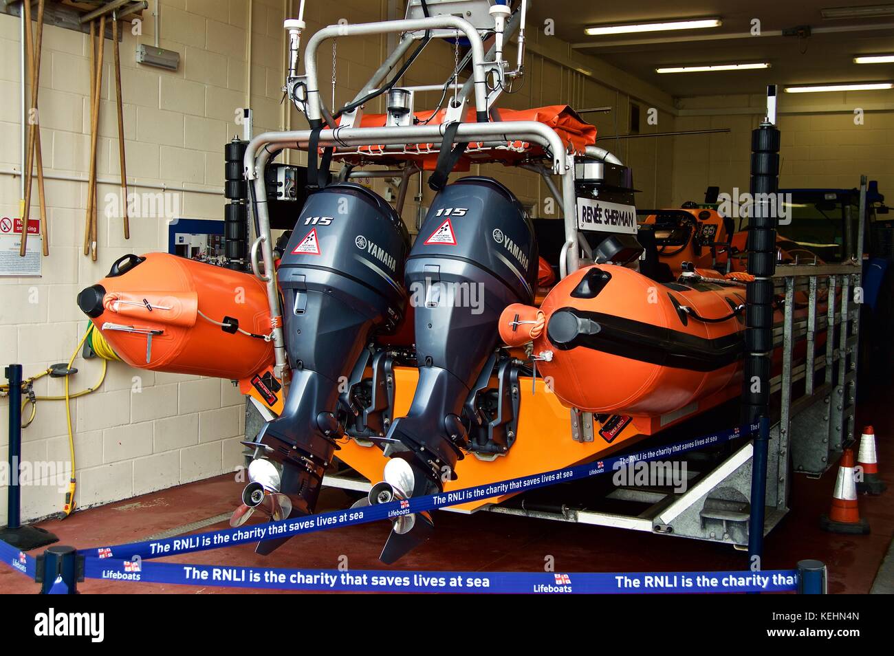 RNLI Lifeboat Station with lifeboat inside, Littlehampton, UK Stock Photo