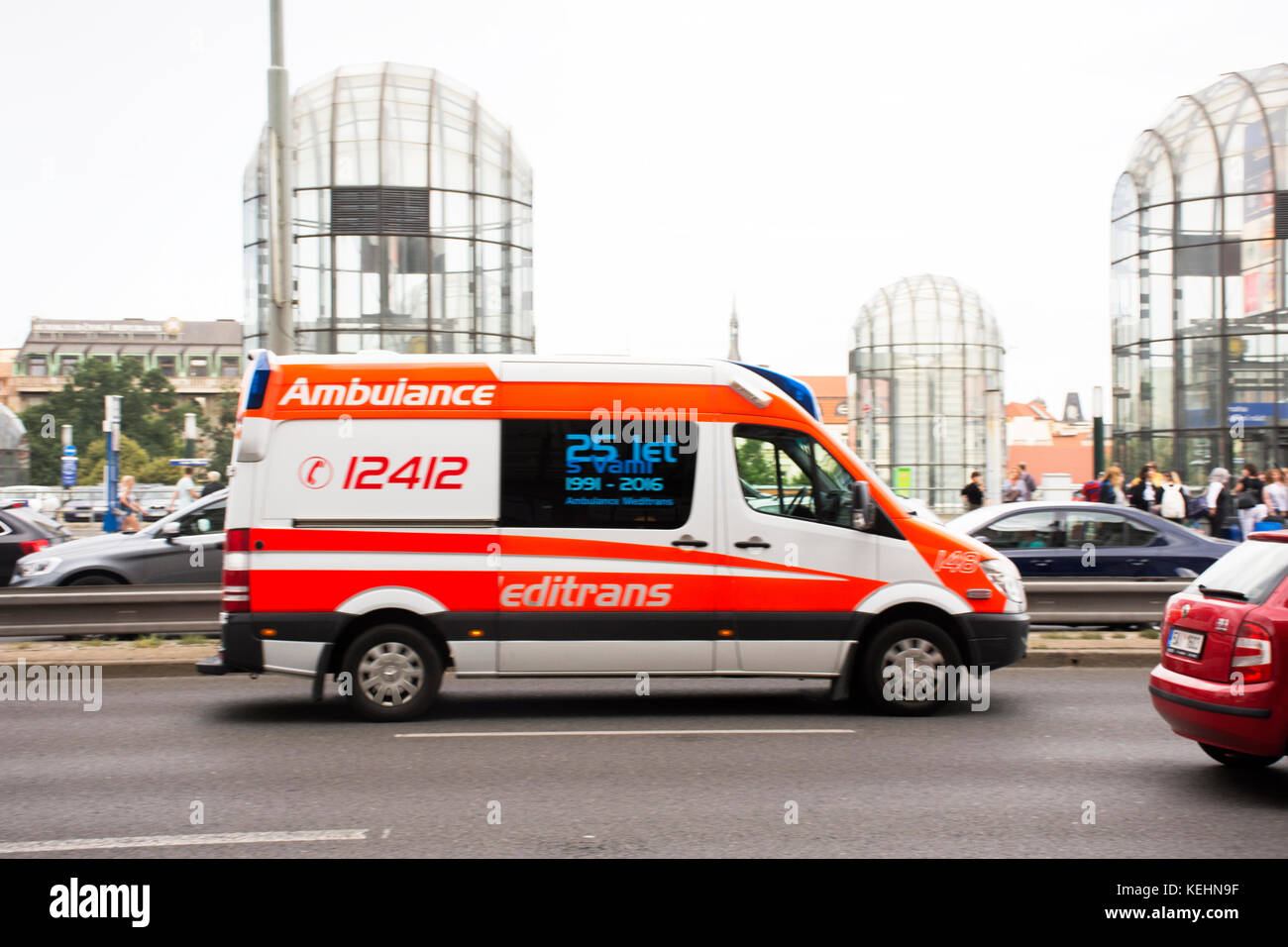 Traffic road and Ambulance van at front of Prague main railway station or  praha hlavni nadrazi on August 31, 2017 in Prague, Czech Republic Stock  Photo - Alamy