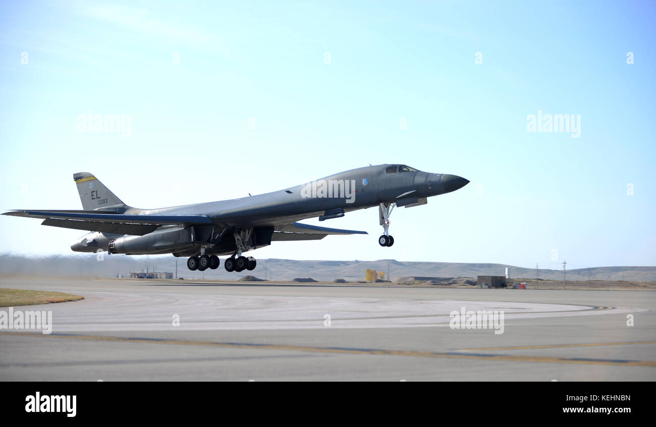 United States Air Force B-1B Lancer Taking Off Stock Photo
