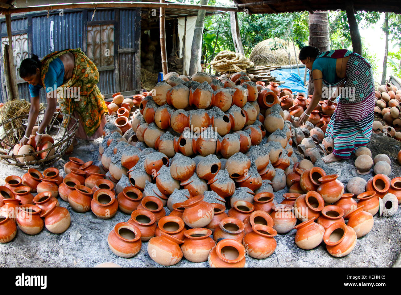 Pile of clay pots at pottery village at Sirajdikhan in Munshiganj