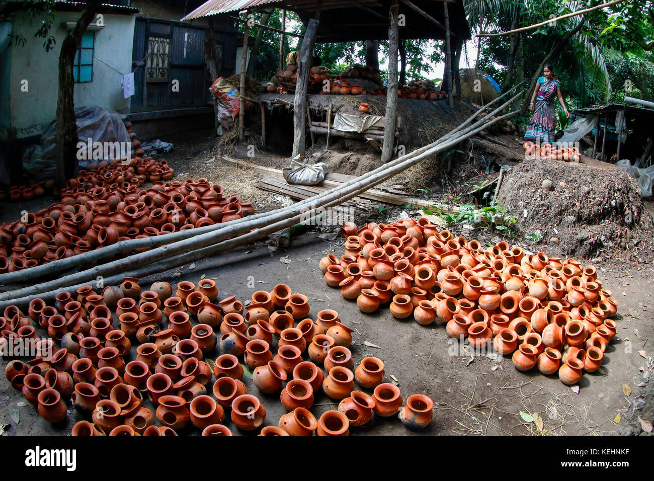 Pile of clay pots at pottery village at Sirajdikhan in Munshiganj
