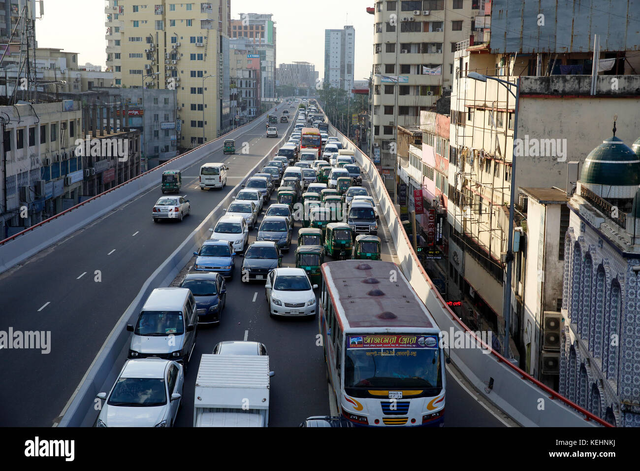 Traffic over Moghbazar-Mouchak Flyover. Dhaka, Bangladesh Stock Photo