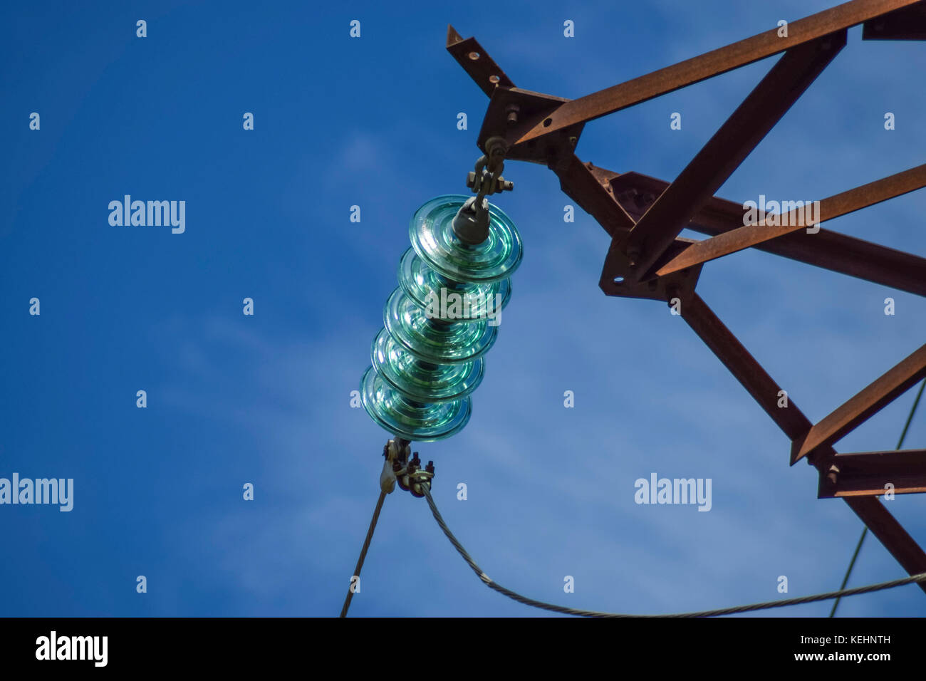 Glass prefabricated high voltage insulators on poles high-voltage power ...