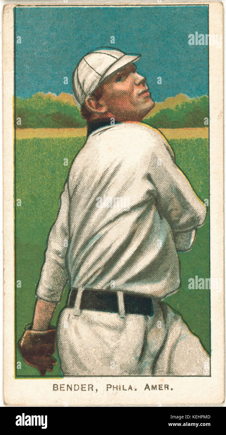 Chief Bender,Baseball Player,Philadelphia Athletics,Portrait,Baseball Card,1910 Stock Photo