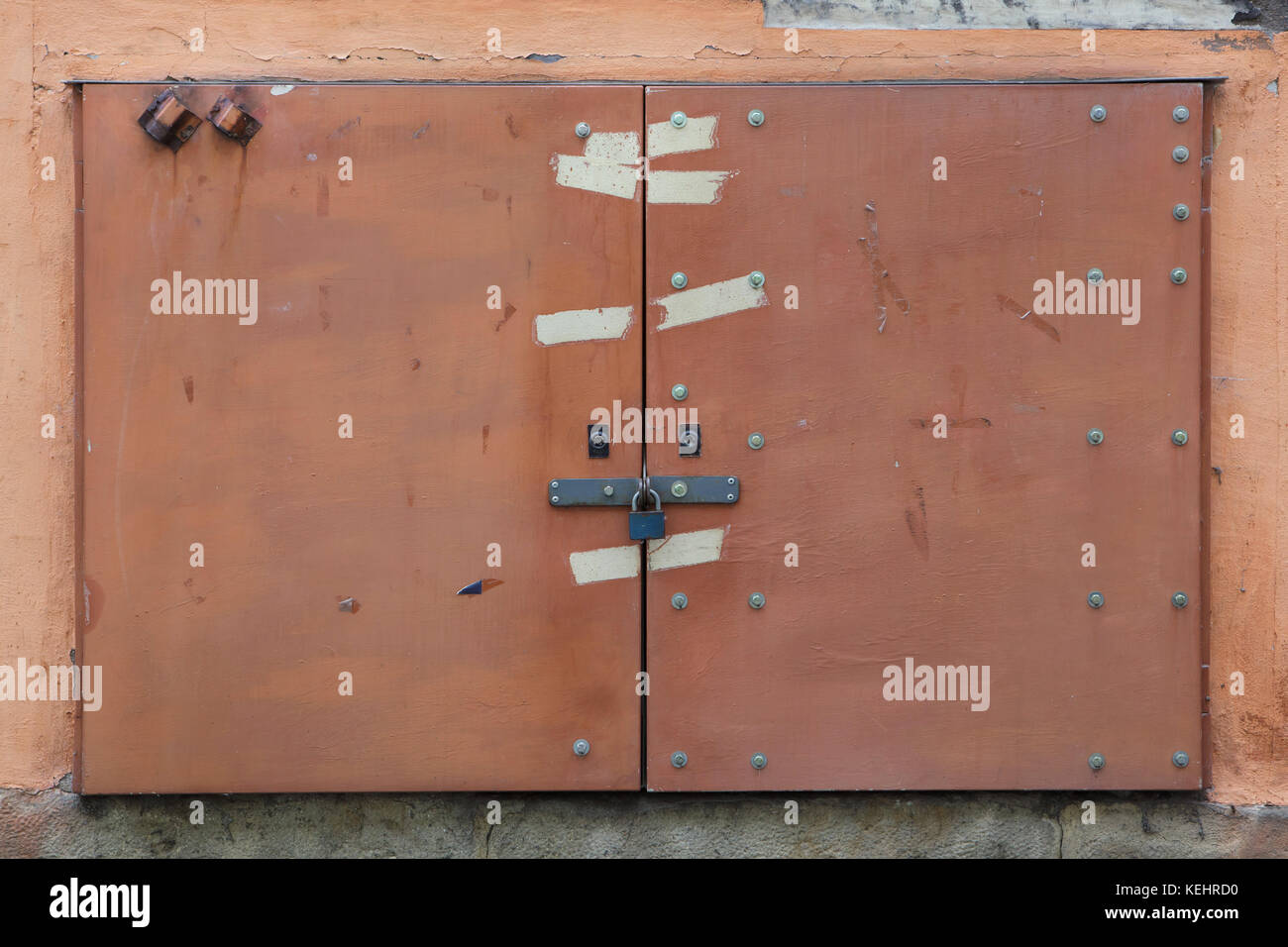 Electric box locked with a padlock in Litomyšl, Czech Republic Stock
