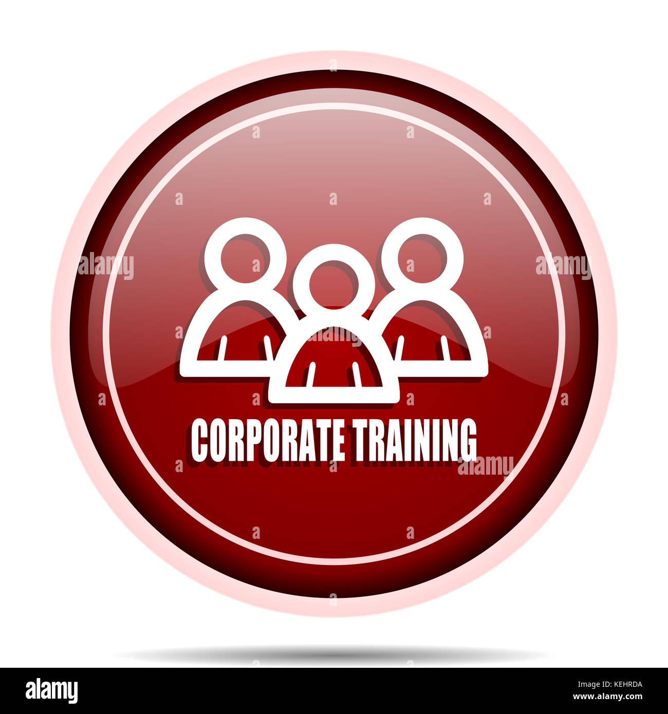 Corporate training red glossy round web icon. Circle isolated internet ...