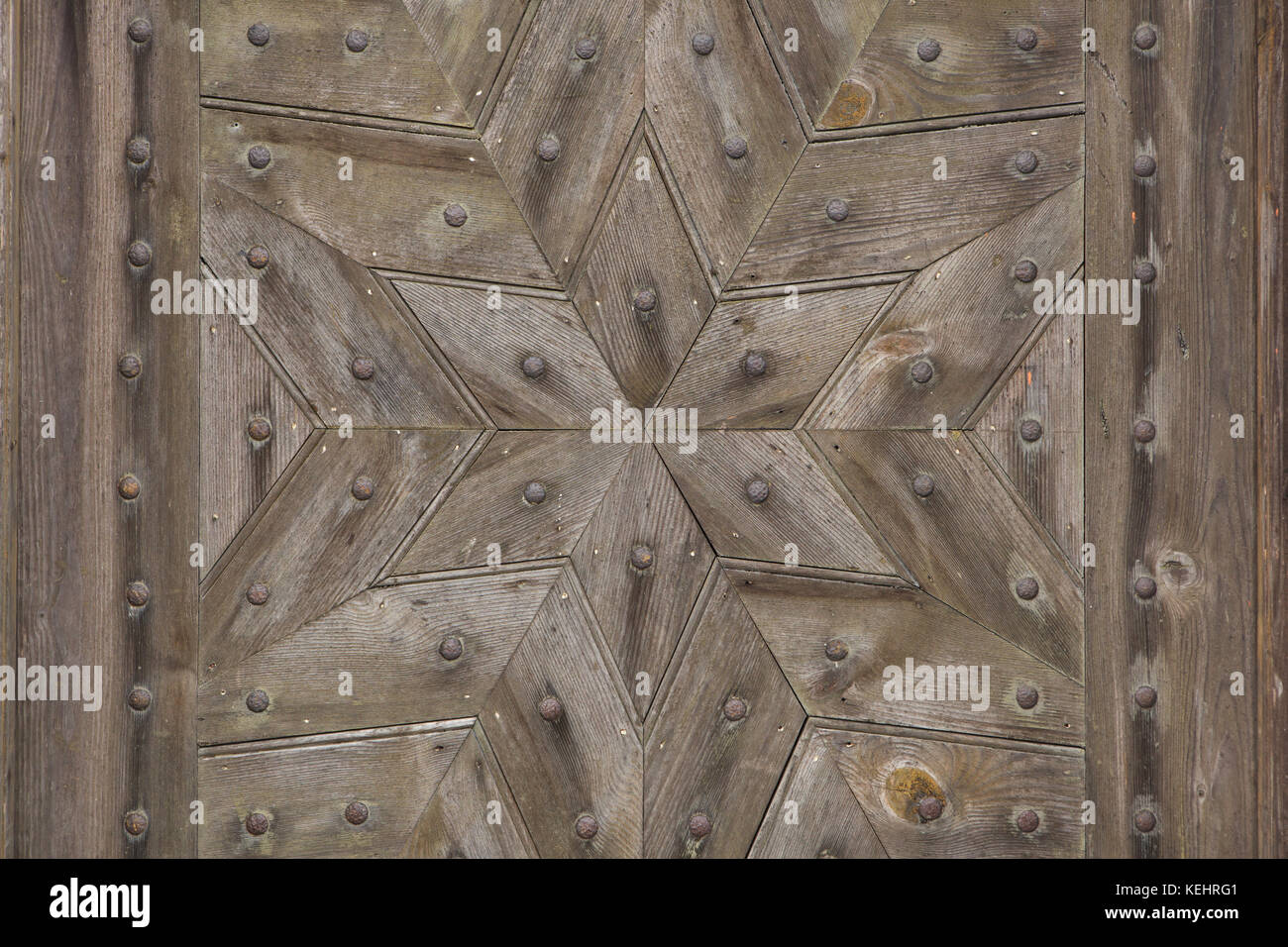 Hexagram formed from wooden planks. Background texture. Stock Photo