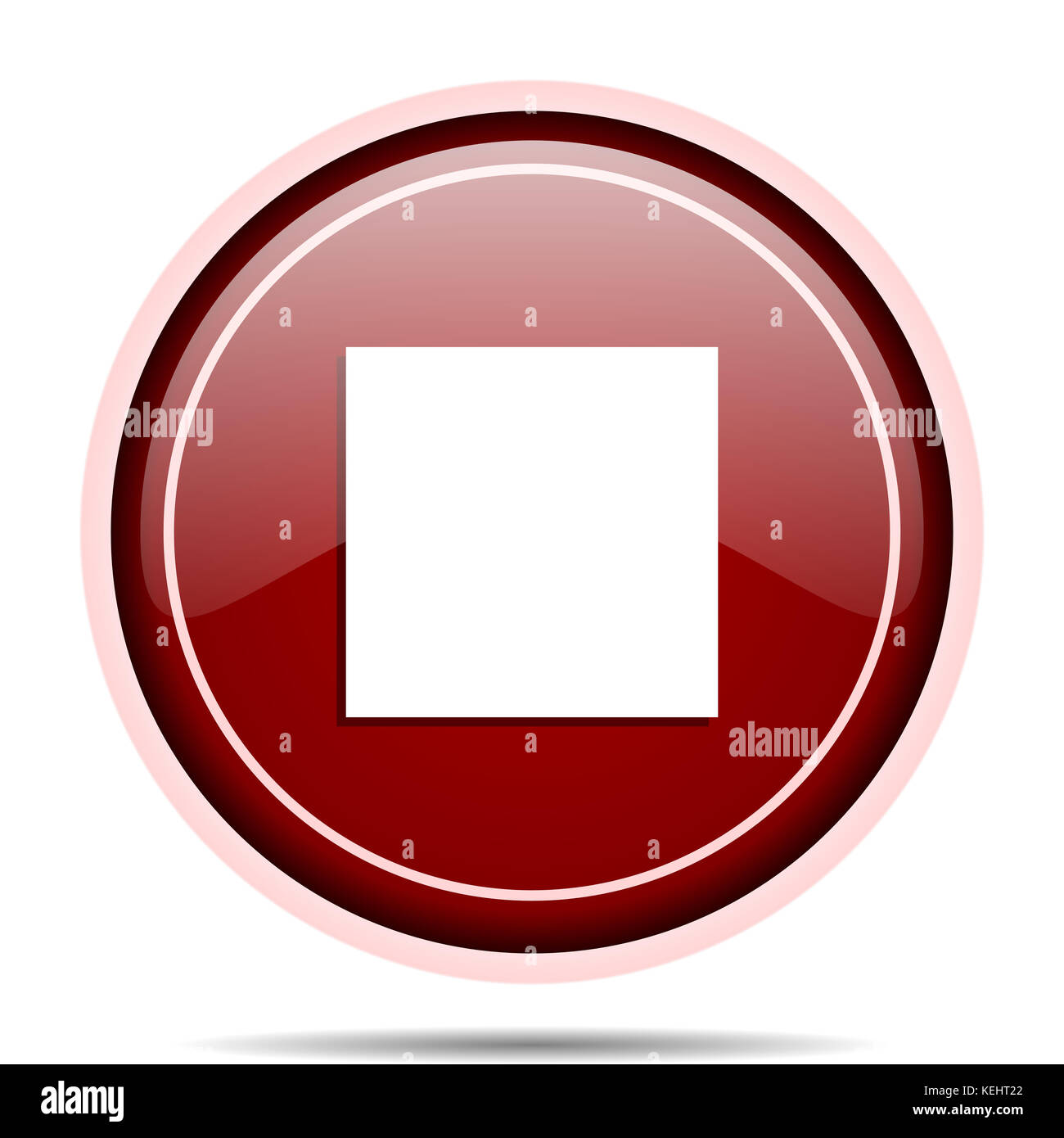 Stop red glossy round web icon. Circle isolated internet button for ...