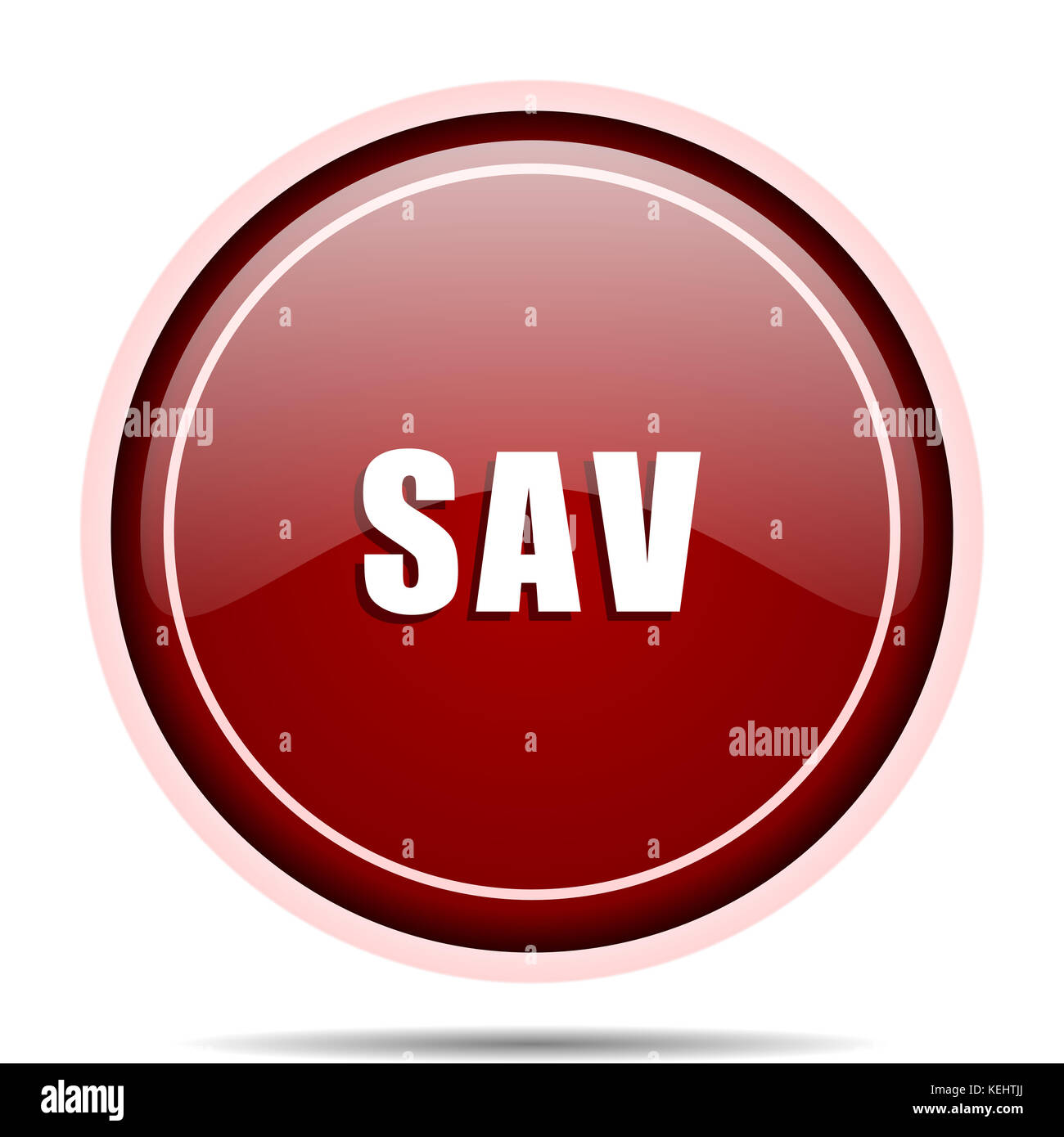 Sav red glossy round web icon. Circle isolated internet button for webdesign and smartphone applications. Stock Photo