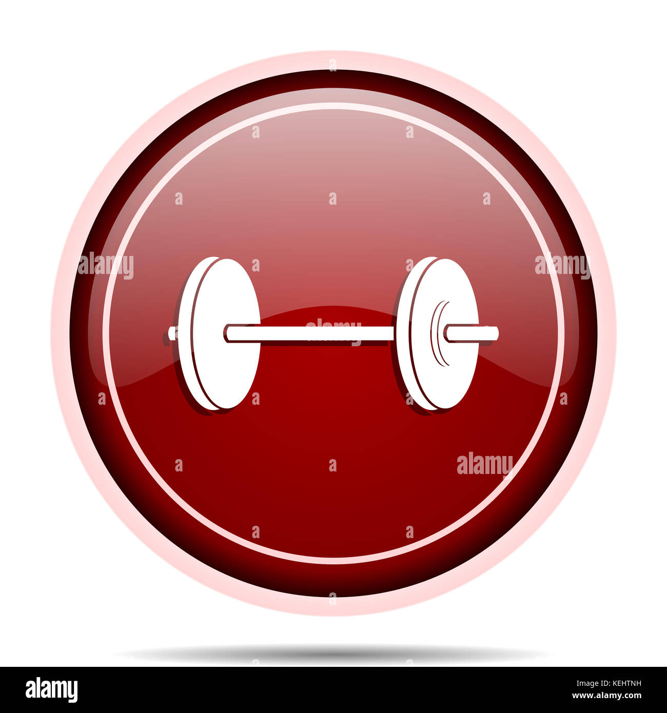 Fitness red glossy round web icon. Circle isolated internet button for ...