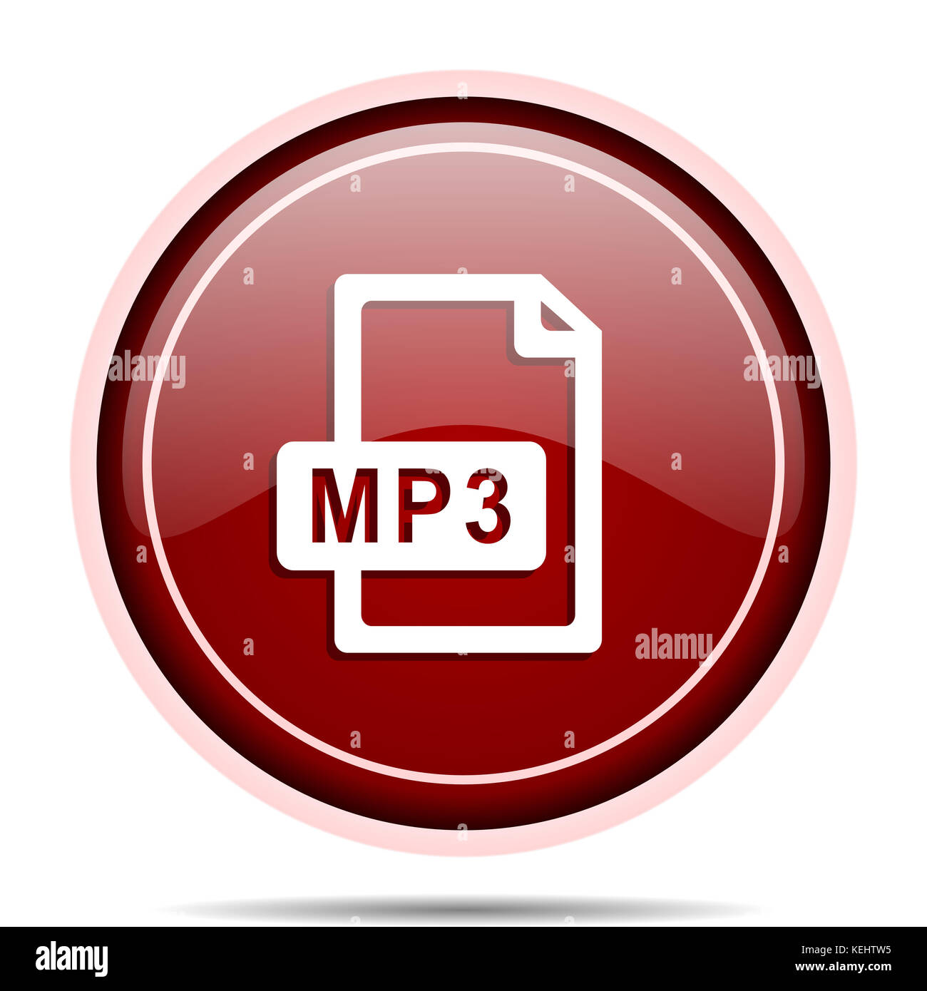 Mp3 file red glossy round web icon. Circle isolated internet button for  webdesign and smartphone applications Stock Photo - Alamy