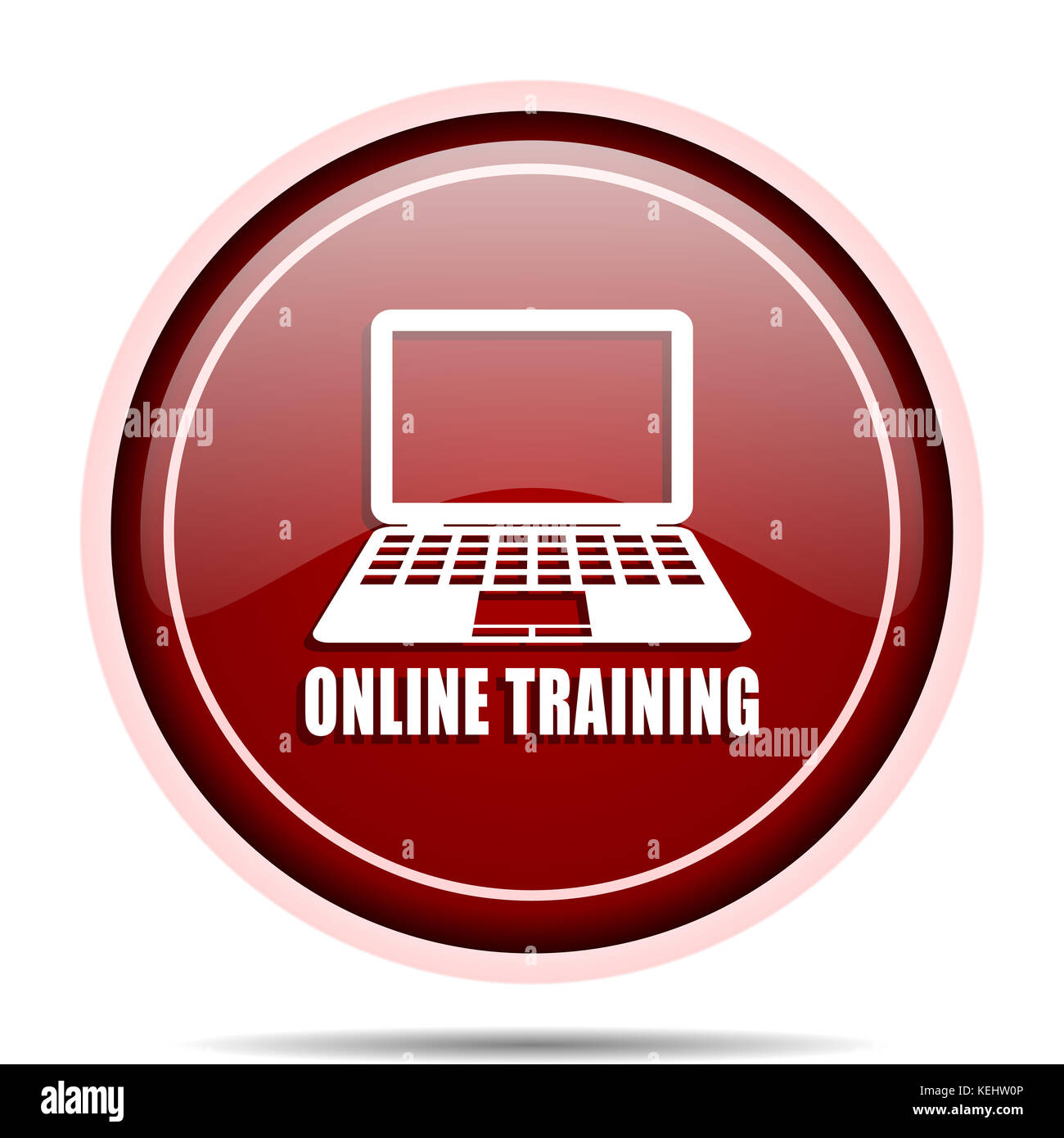 Online training red glossy round web icon. Circle isolated internet ...