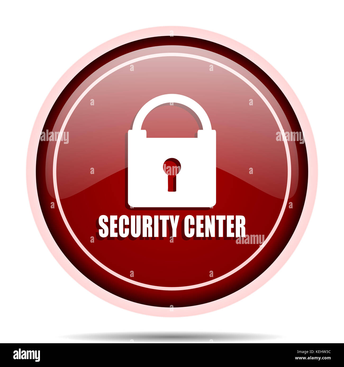 Security center red glossy round web icon. Circle isolated internet ...
