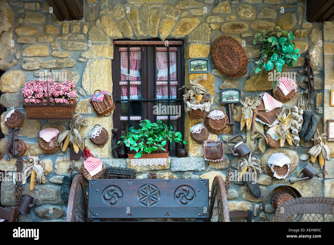 Traditional old Basque homestead in the Biskaia Basque region of Northern Spain Stock Photo