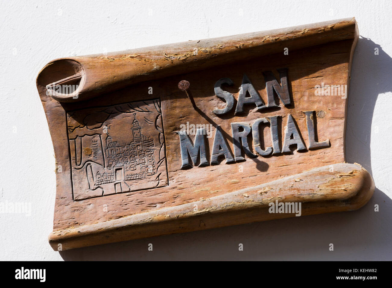 San Marcial street sign for Calle San Marcial in Laredo, Cantabria
