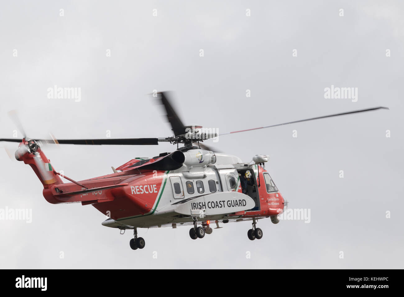 Irish Coast Guard helicopter preparing to land in Sligo, Ireland Stock ...