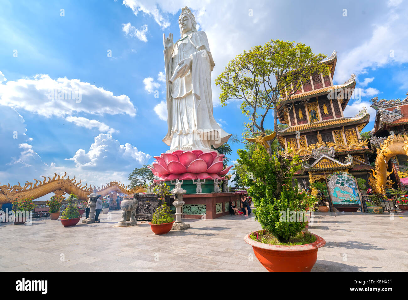 Buddhist statue in temple decorated  beautiful depicting religious spiritual culture. Stock Photo