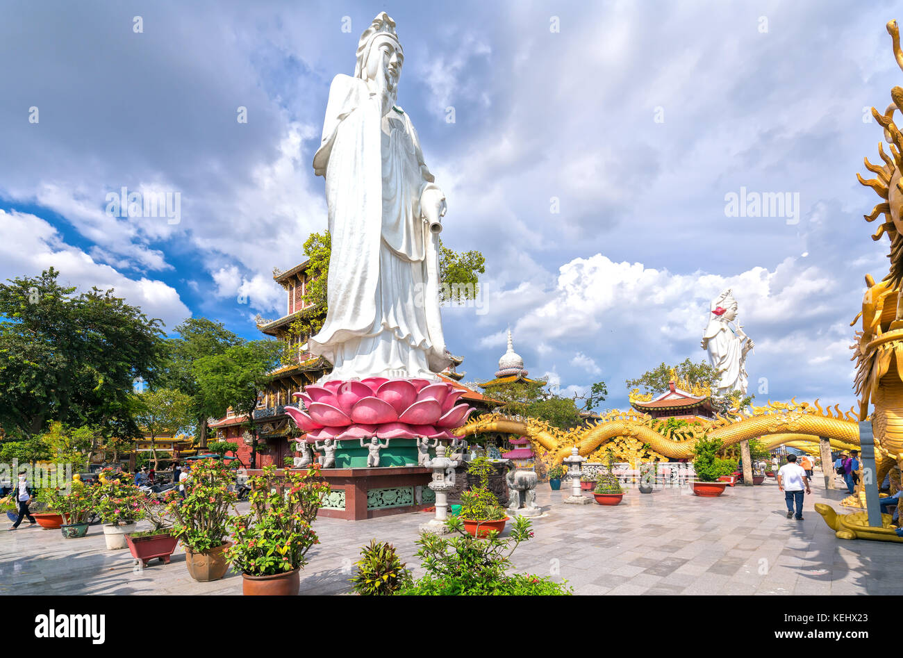 Buddhist statue in temple decorated  beautiful depicting religious spiritual culture. Stock Photo
