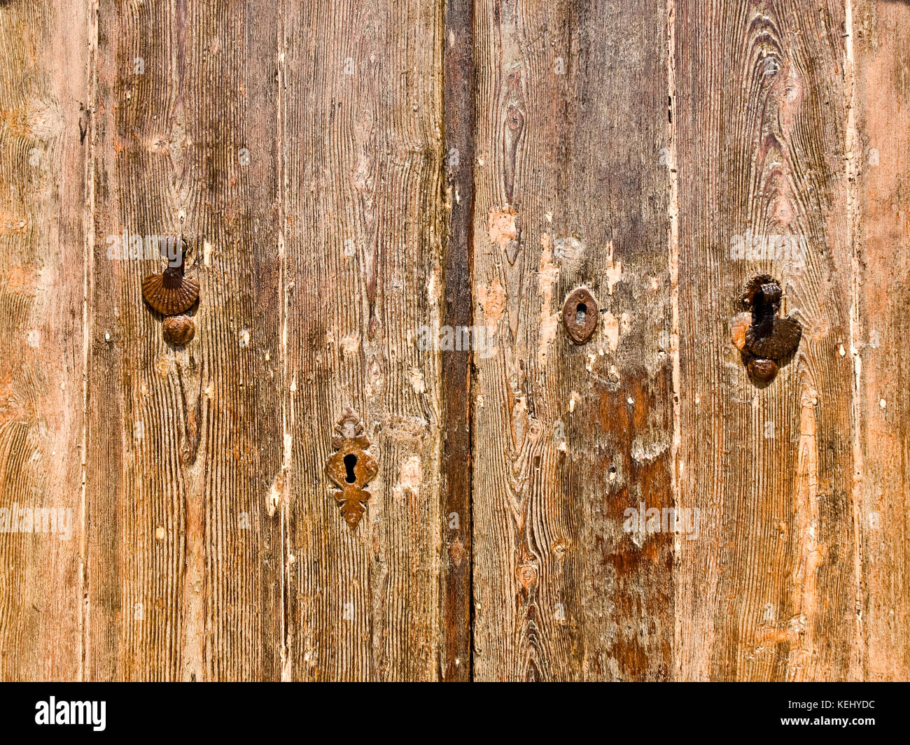 Authentic medieval lock and fittings on a door in Mdina on the island