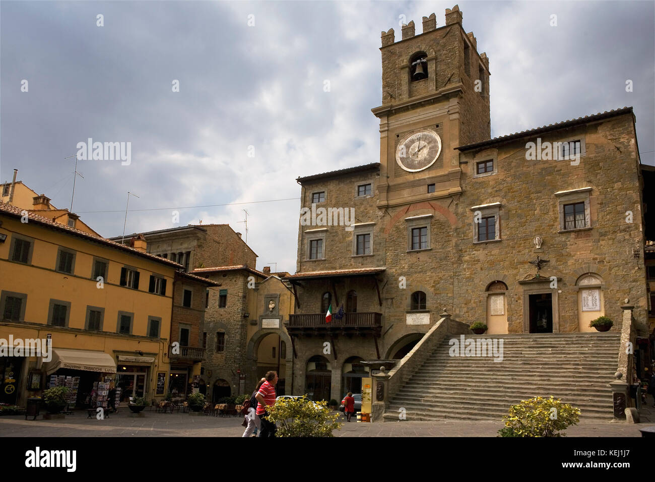 Piazza della Repubblica Cortona Arezzo Tuscany Italy with the