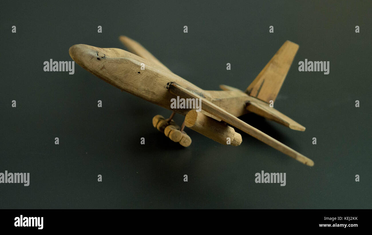 Wooden airplane Stock Photo