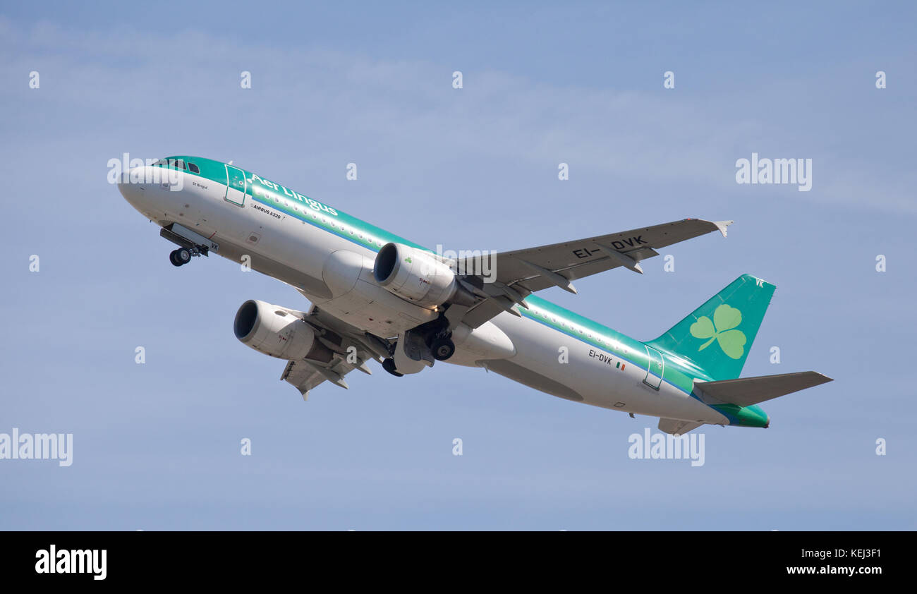 Aer Lingus Airbus a320 EI-DVK taking off from London-Heathrow Airport LHR Stock Photo